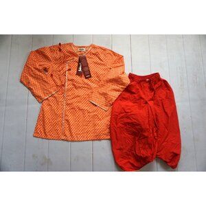 FabIndia Boys Orange/ Red Kurta Set – Size M, NWT